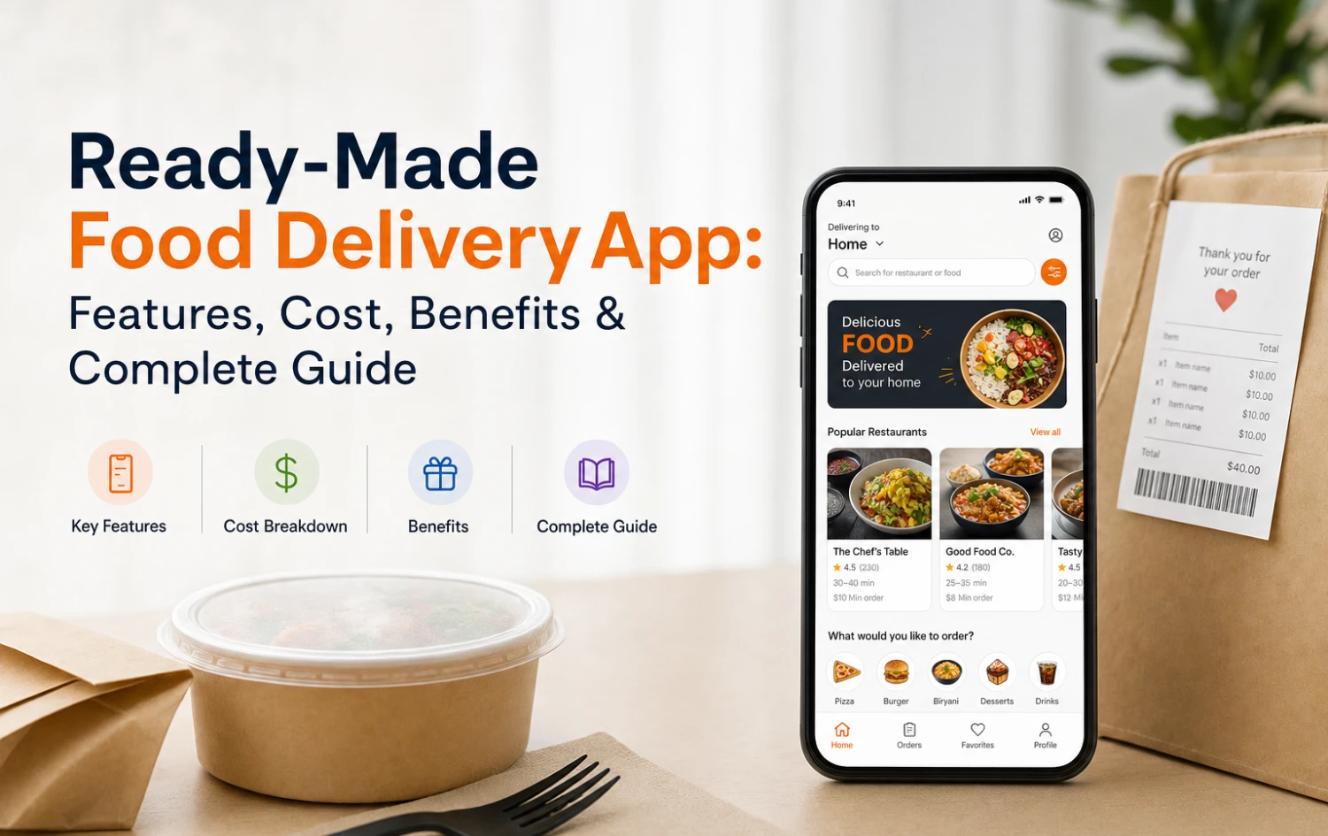 Ready-Made Food Delivery App: Features, Cost, Benefits & Complete Guide
